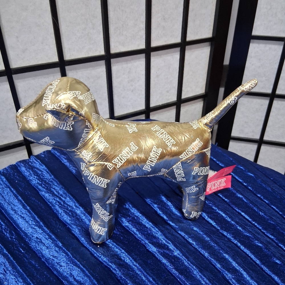 Gold PINK Dog Figurine